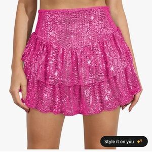 Pink Sequin Ruffle Skirt size XS